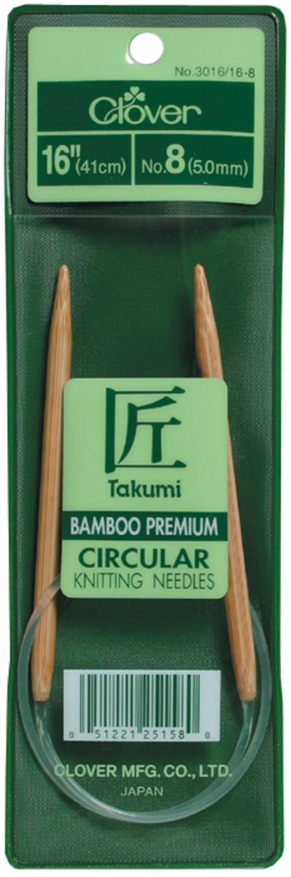 Takumi Bamboo Circular Knitting Needles 16-Size 8/5mm